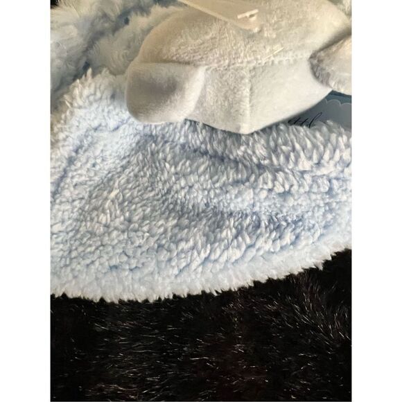 Little Beginnings Security Blanket Bear Blue Rosette Faux Fur Swirl Triangle NEW - Picture 4 of 4